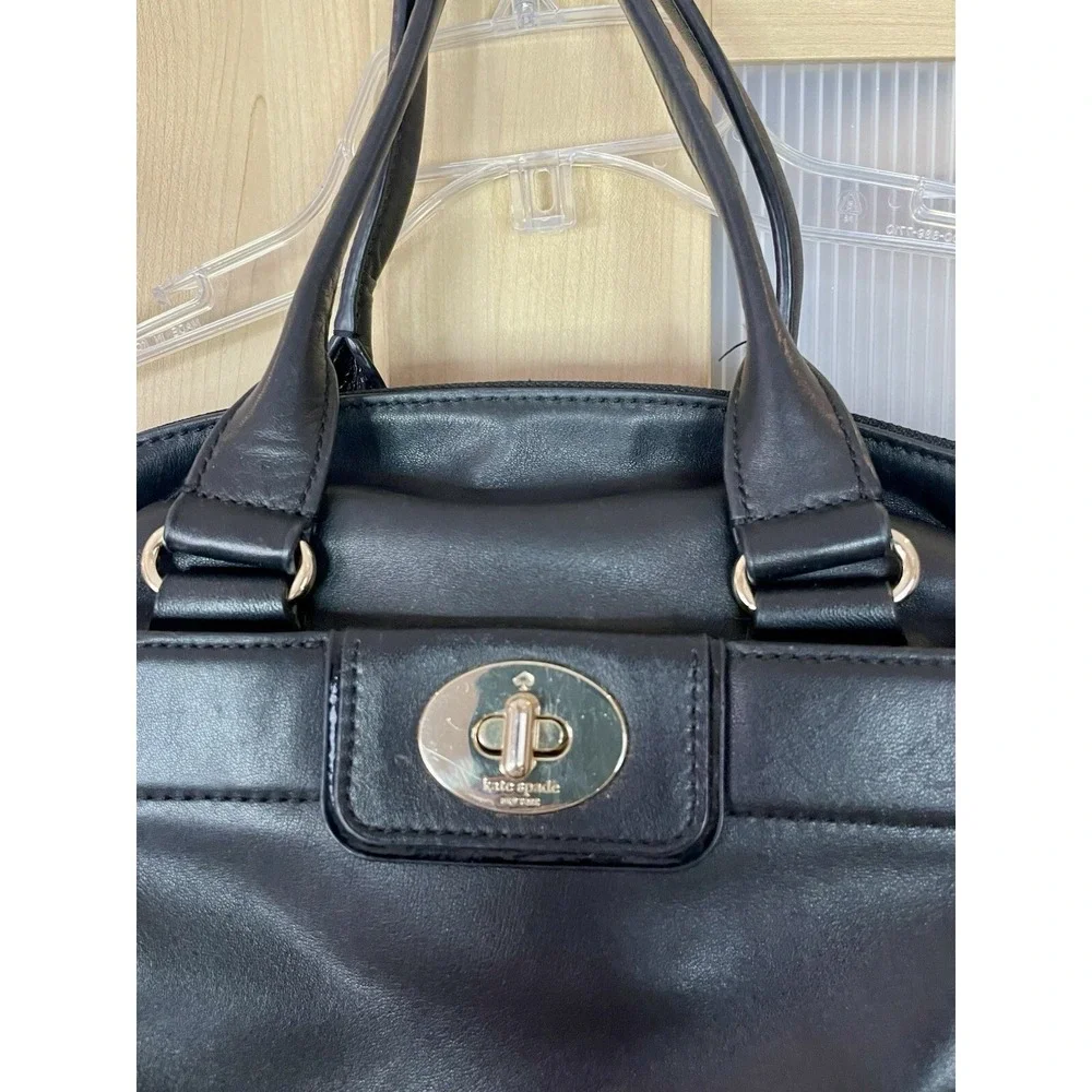 Kate Spade Hampton Purse Leather Satchel Shoulder Bag‎ Black Modern Casual